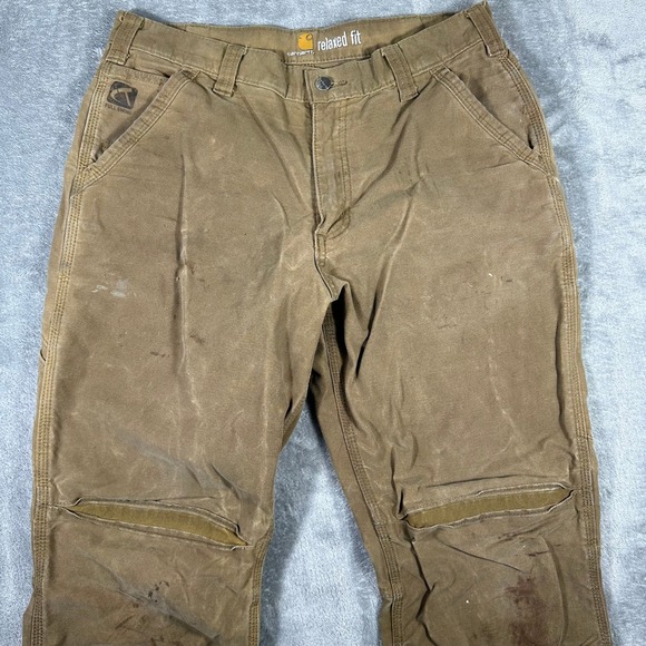 Carhartt Mens Relaxed Fit Canvas Work Pants 32x30 Brown Carpenter Utility - Picture 4 of 10